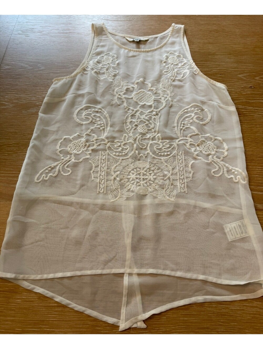 BB Dakota Jayda Sheet Ivory Floral Embroidered Sleeveless Tank Top
